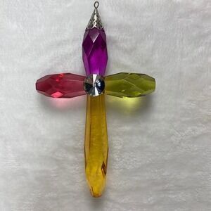 Multi Color Ganz Crystal Expressions Cross Christmas Ornament Suncatcher